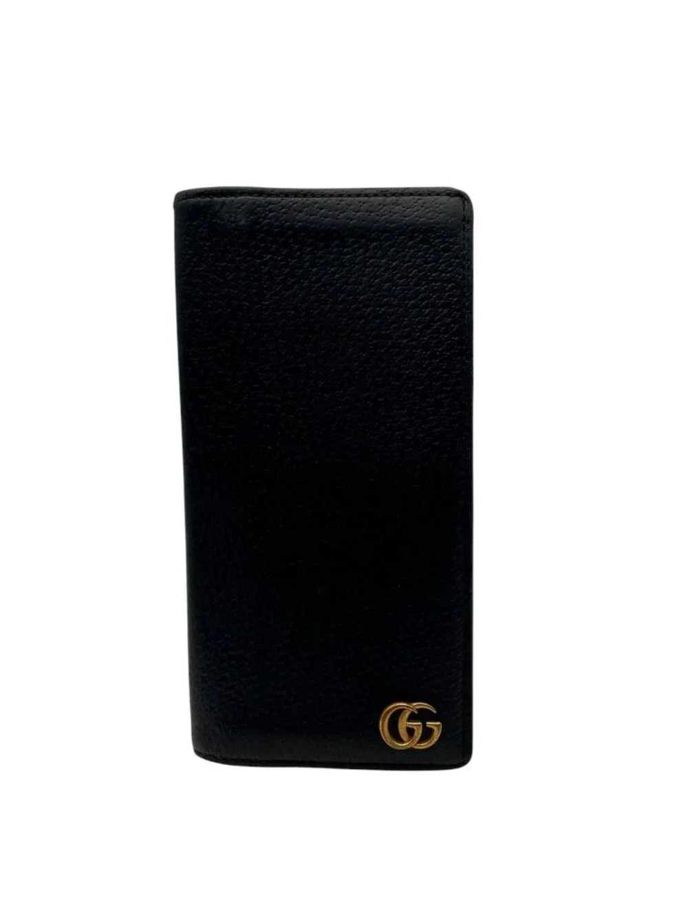 Gucci Wallet GG Marmont Bifold Billfold Leather Black Gold Interlocking Classic